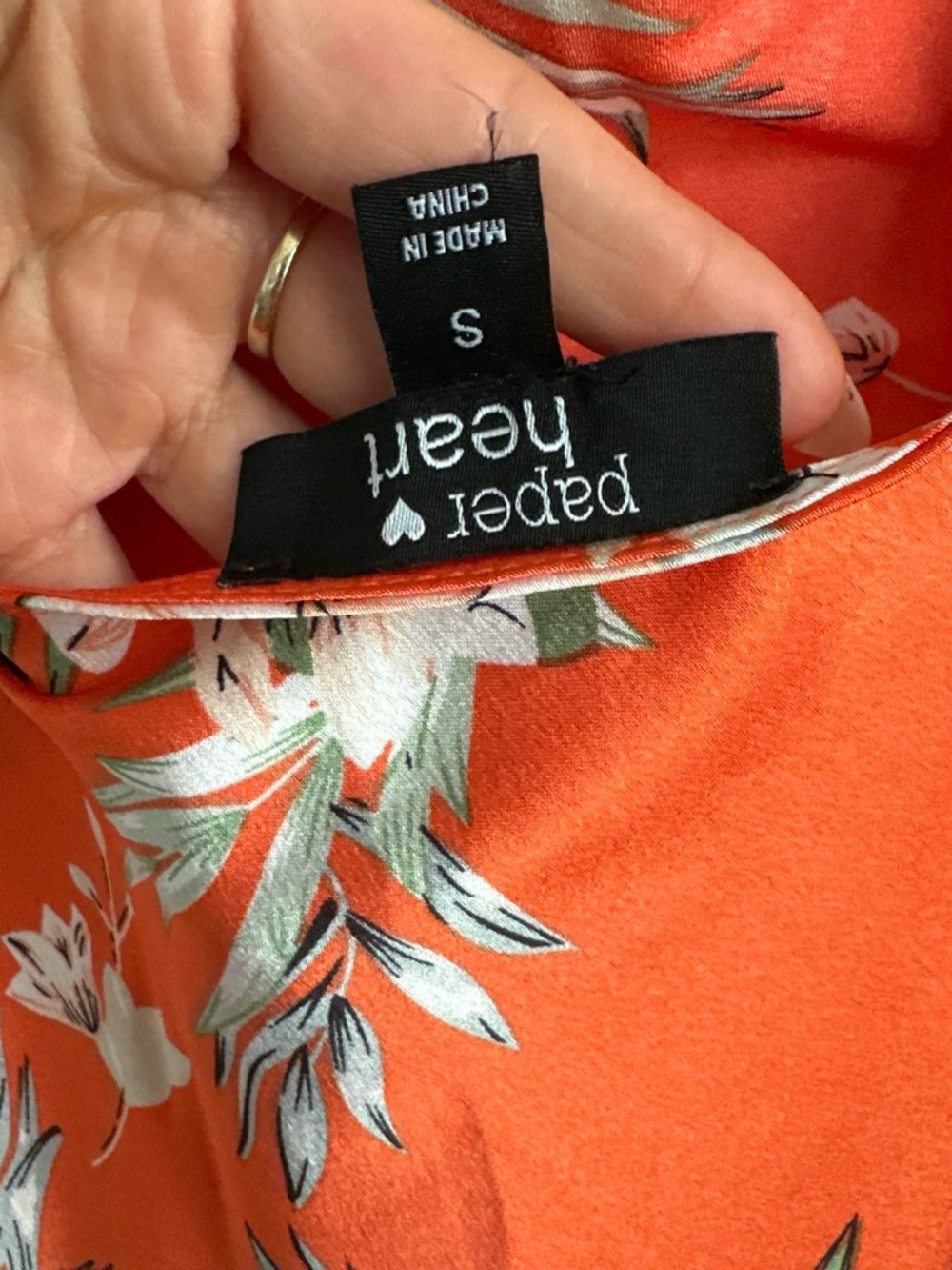 Paper Heart Orange Tropical Floral Satin Cowl Maxi Dress - Small - Picture 5 of 8